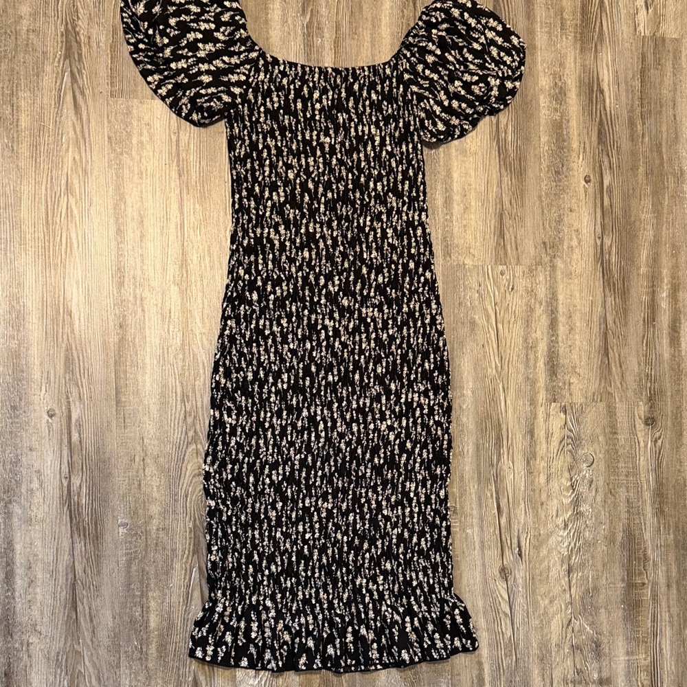 Elegant Black and White Floral Dress